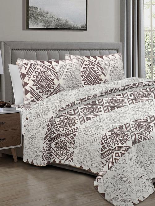 texstylers 100% cotton 90 inch x 108 inch jaipuri print king size bedsheet with 2 pillow covers - 18207398 - Very Small Image - 1