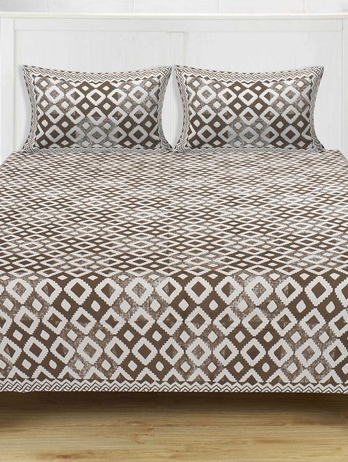 texstylers 100% cotton 90 inch x 108 inch jaipuri print king size bedsheet with 2 pillow covers - 18207399 - Very Small Image - 1