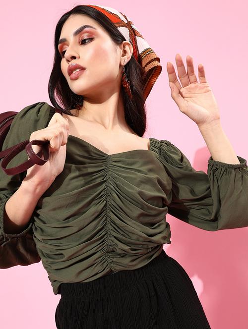 olive solid regular top - 18207551 - Very Small Image - 1