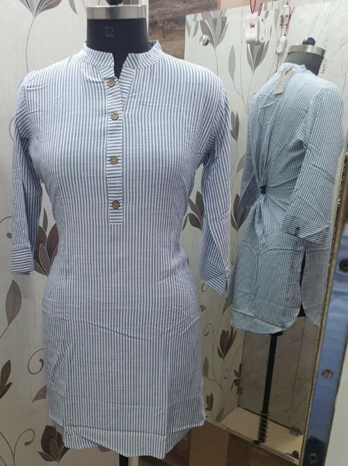 riyon model printed stripes kurta - 18207646 - Very Small Image - 1