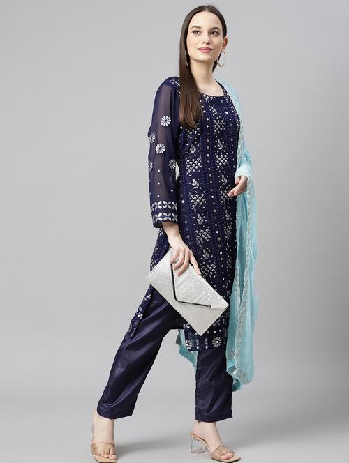 embroidered unstitched suit set - 18207780 - Very Small Image - 1