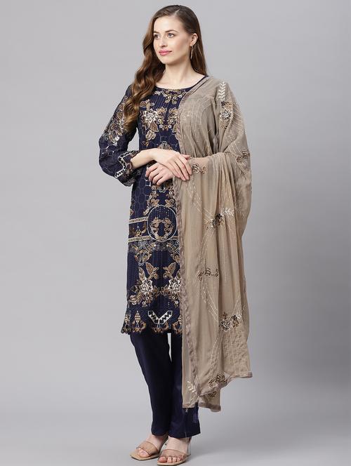 embroidered unstitched suit set - 18207794 - Very Small Image - 1