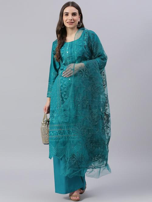 embroidered unstitched suit set - 18207800 - Very Small Image - 1