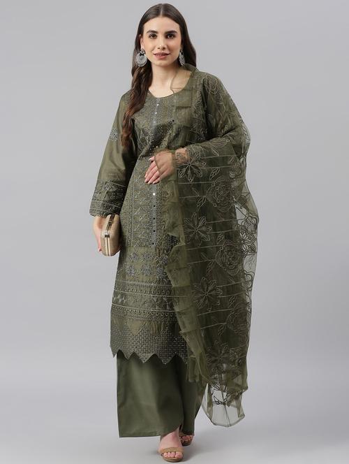 embroidered unstitched suit set - 18207802 - Very Small Image - 1