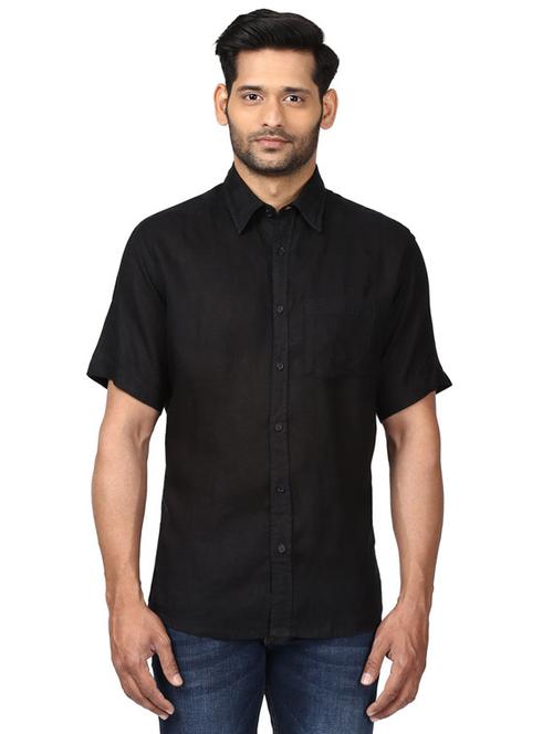 black solid casual shirt - 18208309 - Very Small Image - 1