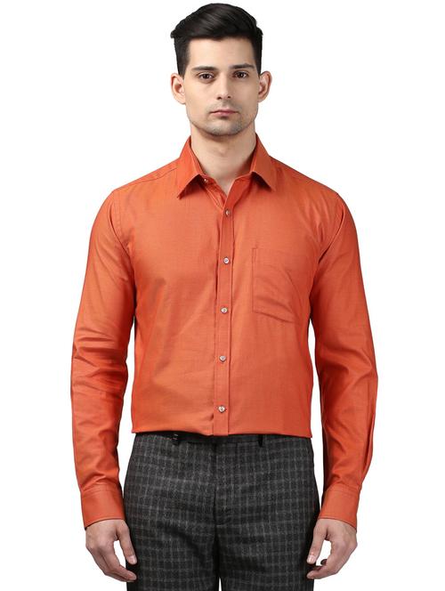 orange solid formal shirt - 18208340 - Very Small Image - 1