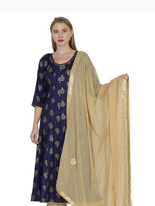 two tone fabric.. gown with pant - 18208636 - Very Small Image - 1
