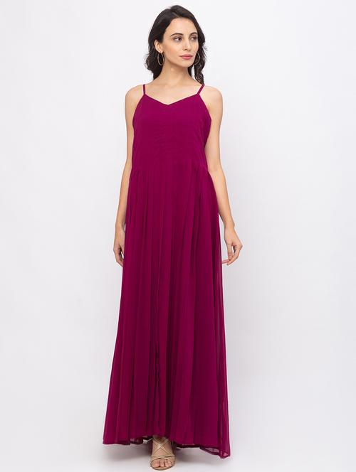 purple solid fit & flare dresses & tunic - 18209139 - Very Small Image - 1