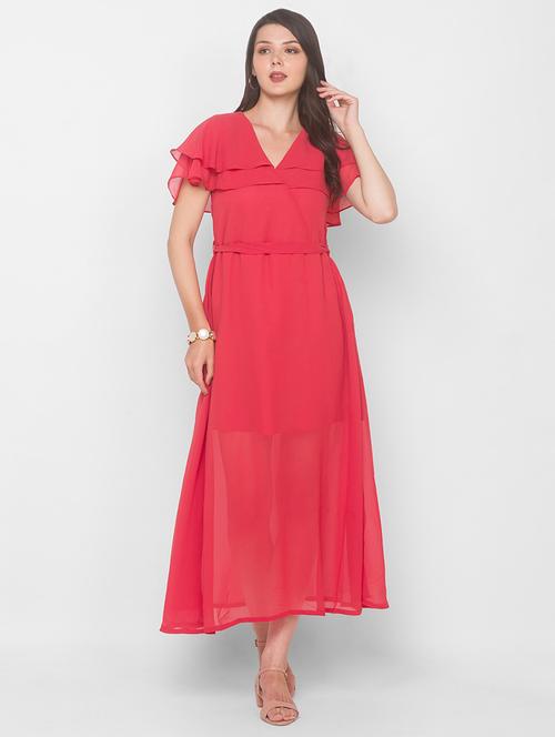 orange solid fit & flare dresses & tunic - 18209146 - Very Small Image - 1
