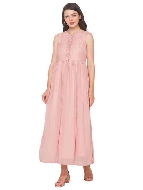 pink solid fit & flare dresses & tunic - 18209147 - Very Small Image - 1