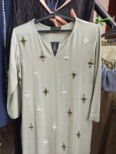 ladies cotton kurti grey color - 18209316 - Very Small Image - 1
