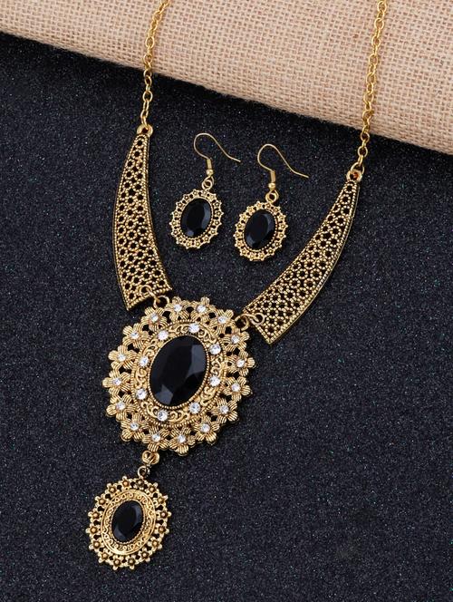 stylish party look gold plated necklace set - 18209594 - Very Small Image - 1