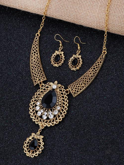 classic party look gold plated necklace set - 18209596 - Very Small Image - 1