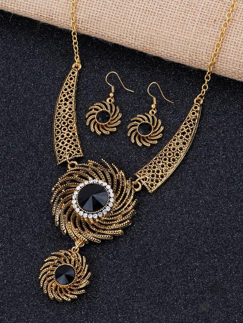 gold plated stylish designee necklace set - 18209598 - Very Small Image - 1