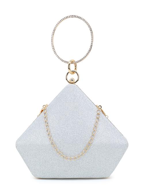 silver faux silk box clutch - 18209768 - Very Small Image - 1