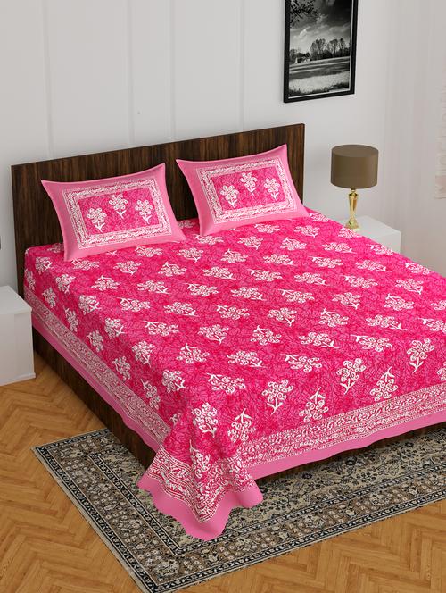 divamee jaipuri print cotton double bedsheet with 2 pillow covers -color resistance - 18210141 - Very Small Image - 1