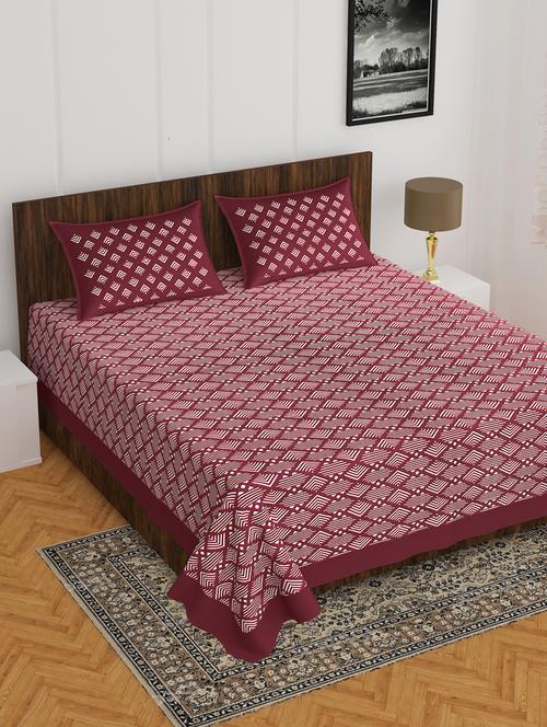 divamee jaipuri print cotton double bedsheet with 2 pillow covers -color resistance - 18210143 - Very Small Image - 1