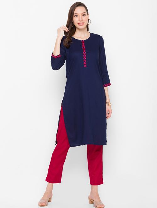 women's straight kurta - 18210202 - Very Small Image - 1