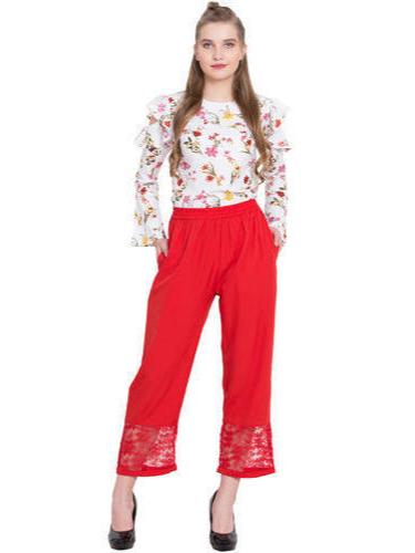 cotton lycra strechable pants with lace - 18210367 - Very Small Image - 1