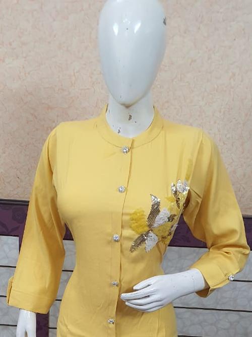 yellow solid straight kurta - 18210393 - Very Small Image - 1