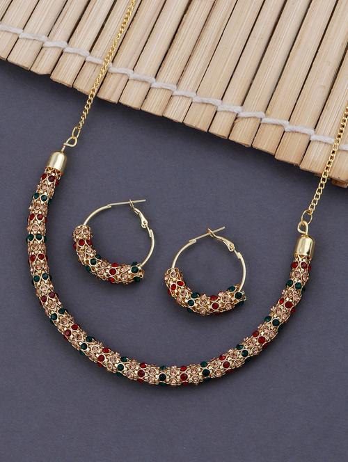multi colored metal necklaces and earring - 18210622 - Very Small Image - 1