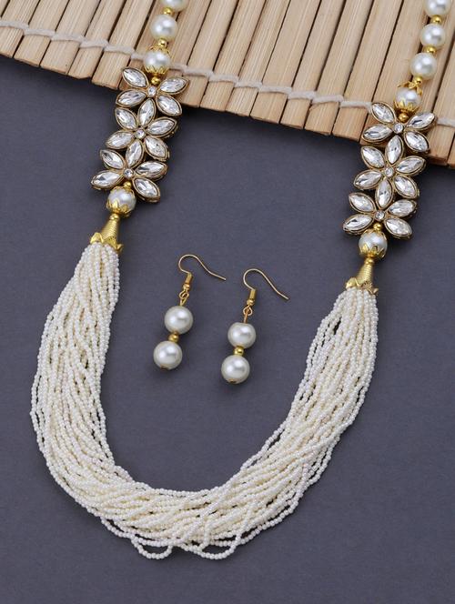 white metal necklaces and earring - 18210626 - Very Small Image - 1