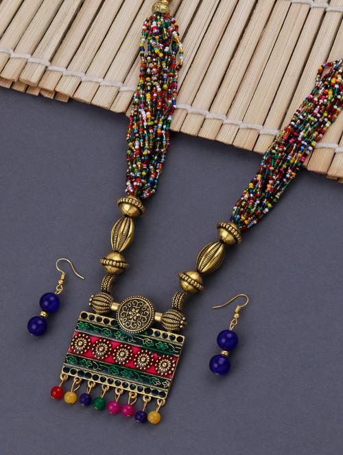 multi pearl stylish necklace mala set - 18210650 - Very Small Image - 1