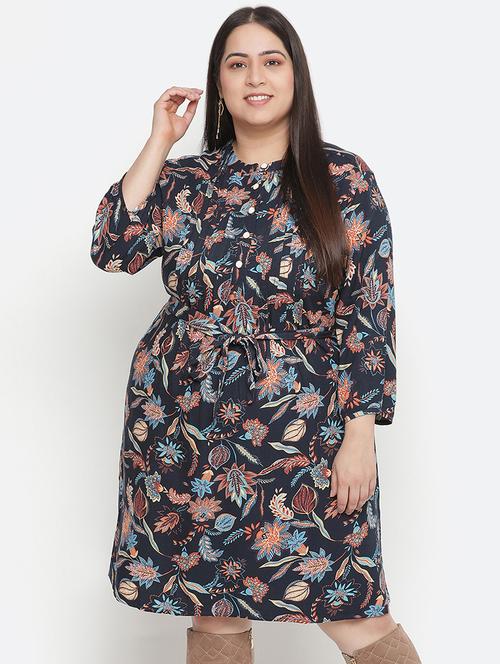tie front floral a-line dress - 18210705 - Very Small Image - 1