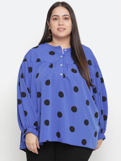 mandarin neck polka dot top - 18210743 - Very Small Image - 1