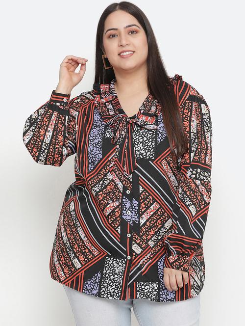 tie up neck printed top - 18210752 - Very Small Image - 1