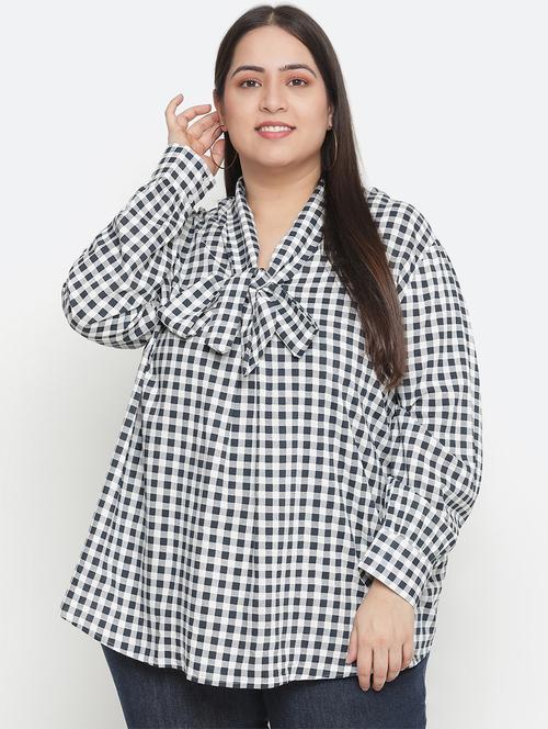 tie up neck checkered top - 18210759 - Very Small Image - 1