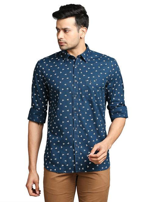 blue printed casual shirt - 18211045 - Very Small Image - 1