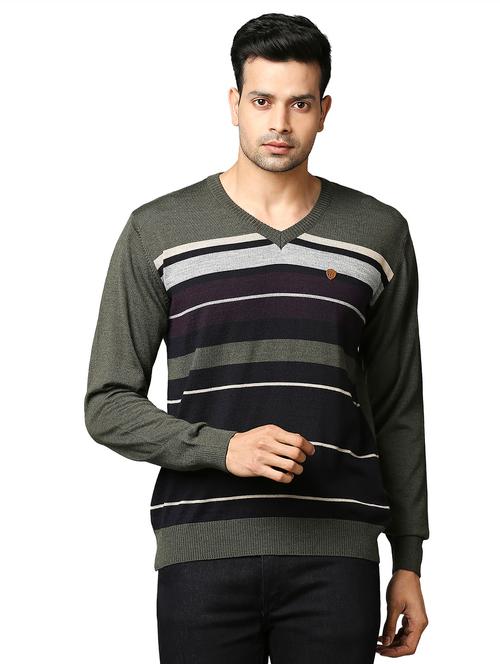 olive-green striped pullover - 18211233 - Very Small Image - 1