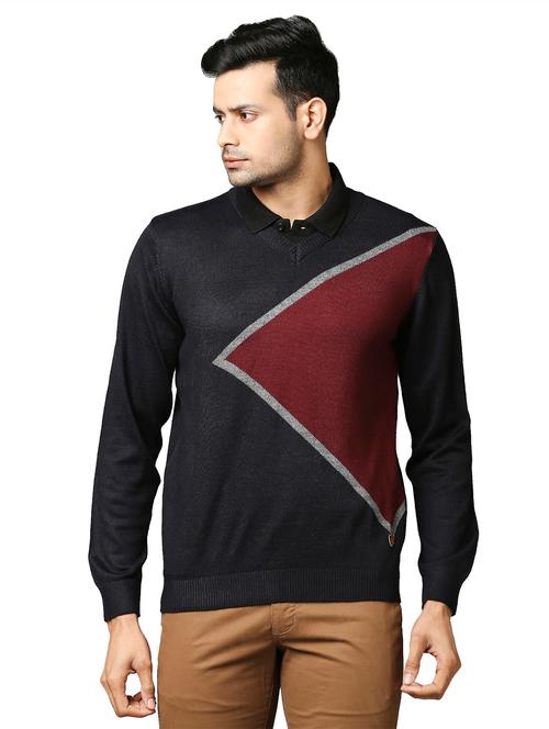 navy-blue color-blocked pullover - 18211239 - Very Small Image - 1