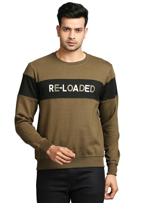 khaki chest-printed sweatshirt - 18211292 - Very Small Image - 1