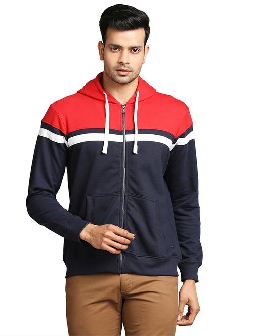 red color-blocked hooded sweatshirt - 18211297 - Very Small Image - 1