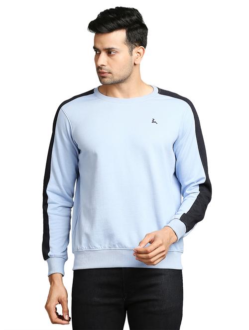 light-blue color-blocked sweatshirt - 18211305 - Very Small Image - 1