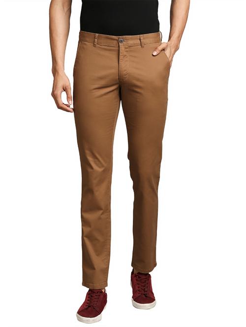 brown solid casual trouser - 18211327 - Very Small Image - 1