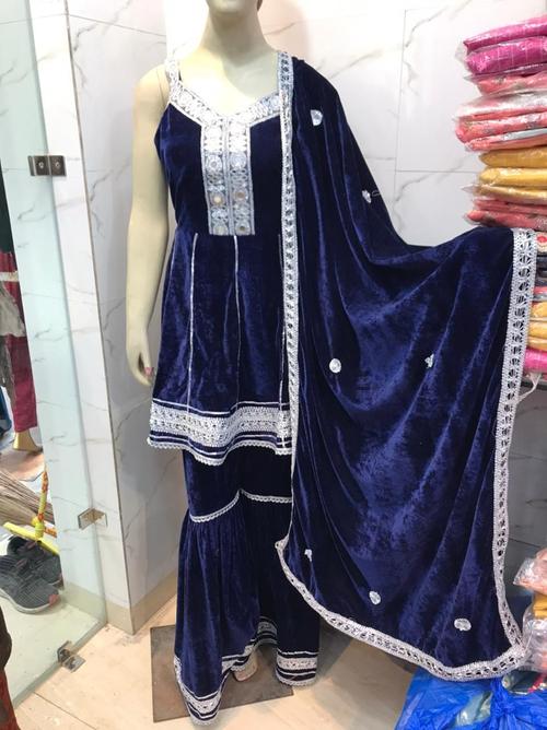 ladies sarara set in peplum style - 18211389 - Very Small Image - 1