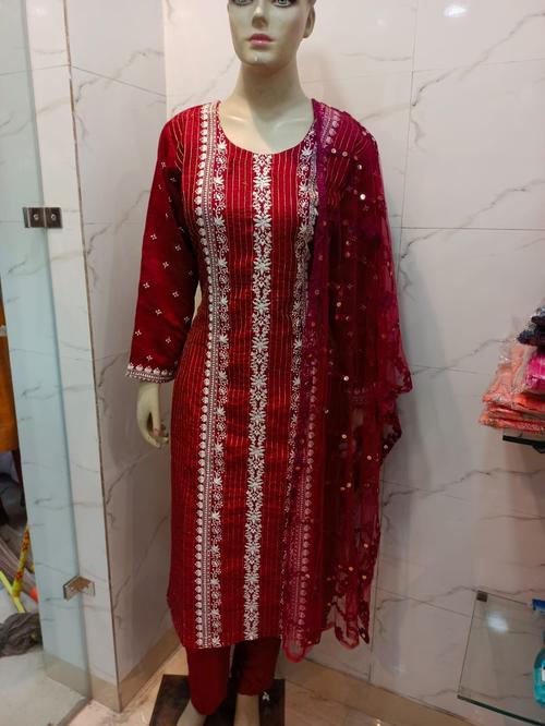 ladies straight kurta with pant and - 18211390 - Very Small Image - 1