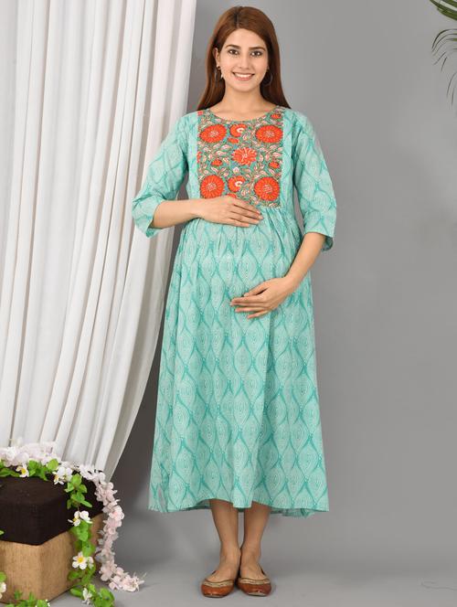 printed maternity wear dress - 18211400 - Very Small Image - 1