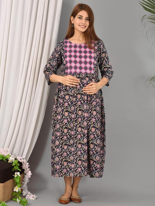 printed maternity wear dress - 18211401 - Very Small Image - 1