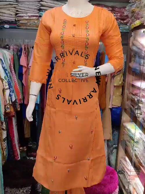 ladies straight kurta with pant 2pcs - 18211698 - Very Small Image - 1