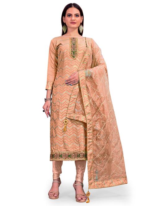 embroidered unstitched suit set - 18211824 - Very Small Image - 1