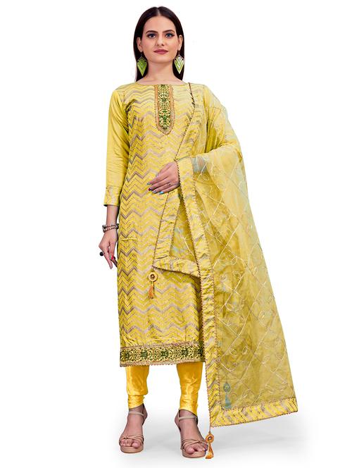 embroidered unstitched suit set - 18211826 - Very Small Image - 1