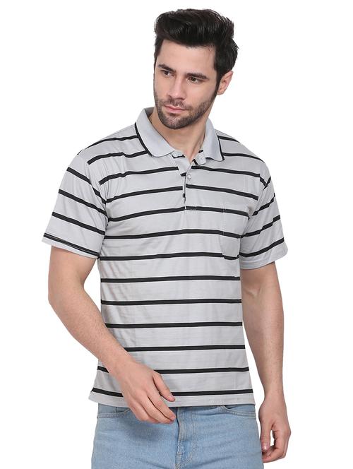 grey striped polo t-shirt - 18212189 - Very Small Image - 1