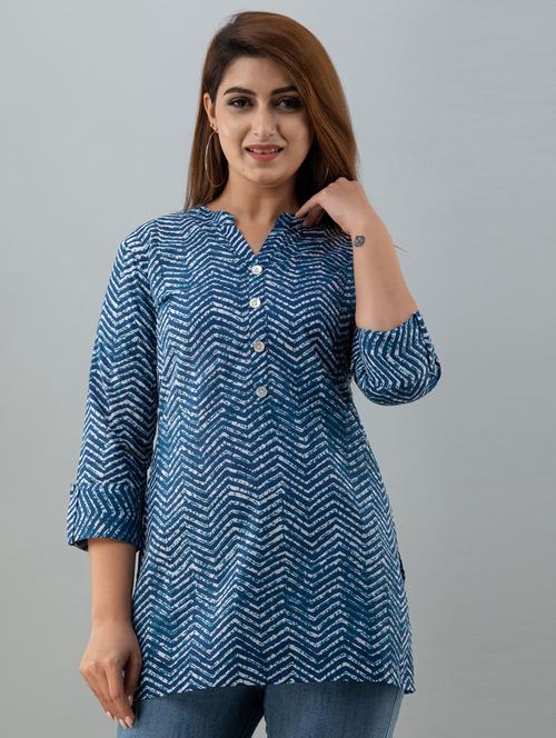 blue printed regular tunic - 18212270 - Very Small Image - 1