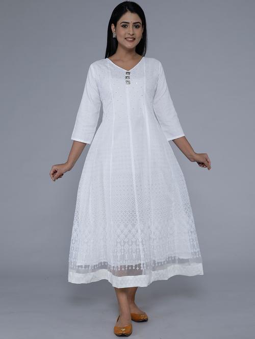 jacquard work sequined kalidar kurta - 18212286 - Very Small Image - 1