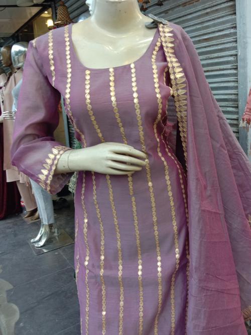 chanderi suit with dupatta - 18212656 - Very Small Image - 1