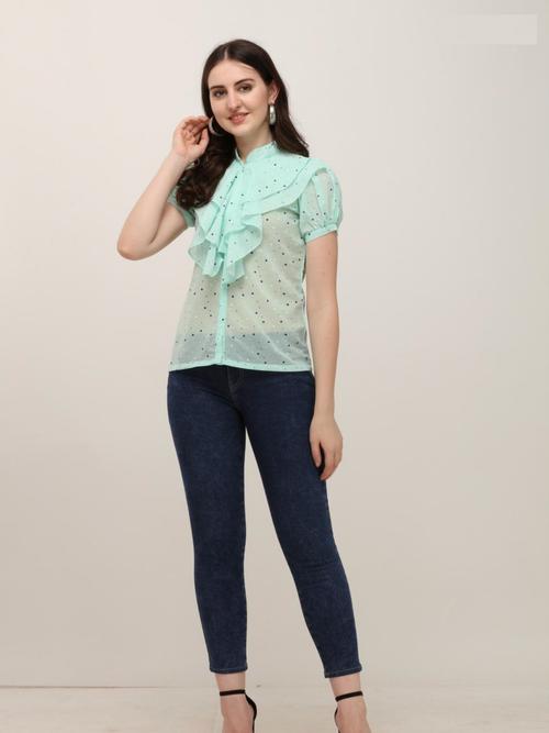 light blue georgette top - 18212799 - Very Small Image - 1